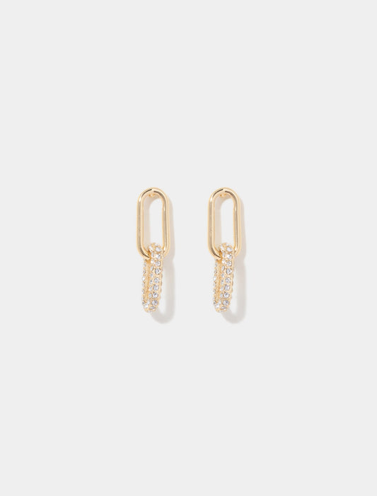 Malani Metal & Taş Link Küpe Kristal/Altın Rengi