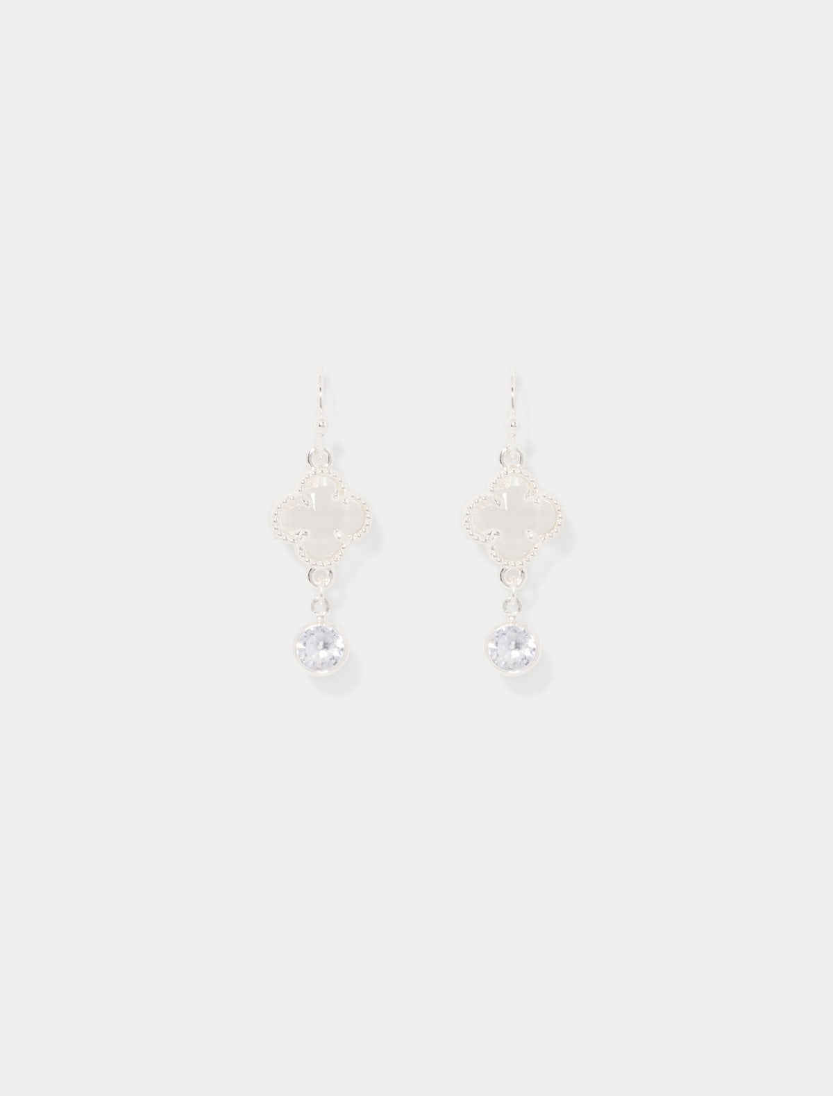 Clover Kristal Küpe Gümüş Rengi/ Kristal