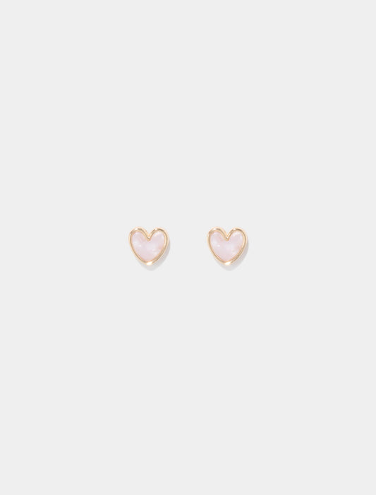 Norah Heart Çivi Küpe Altın Rengi/ Pembe
