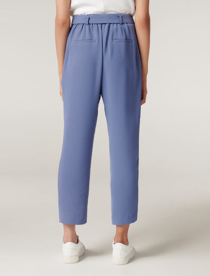 Penny Petite Bağlamalı-Waist Dar Paça Pantolon Ofis Stili Mavi