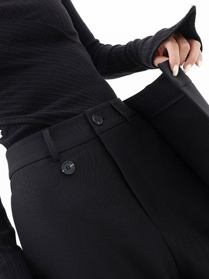 Asimetrik Katmanlı Düğmeli Geniş Paça Pantolon