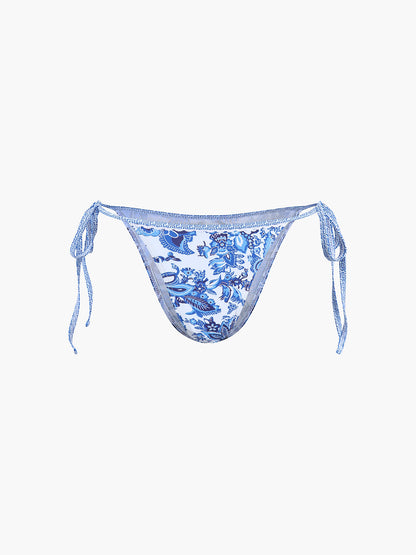 Baskılı Halter Düğümlü Bikini Takımı