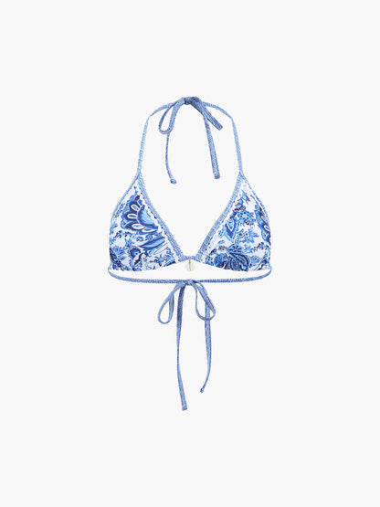 Baskılı Halter Düğümlü Bikini Takımı