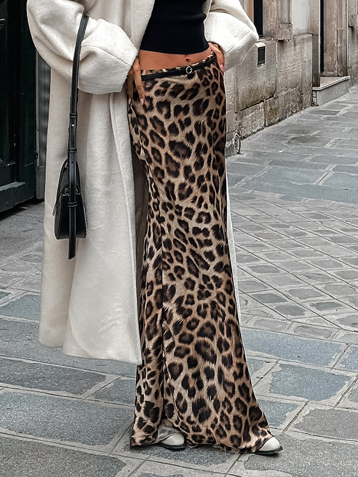 Leopar Desenli İnce Maksi Etek
