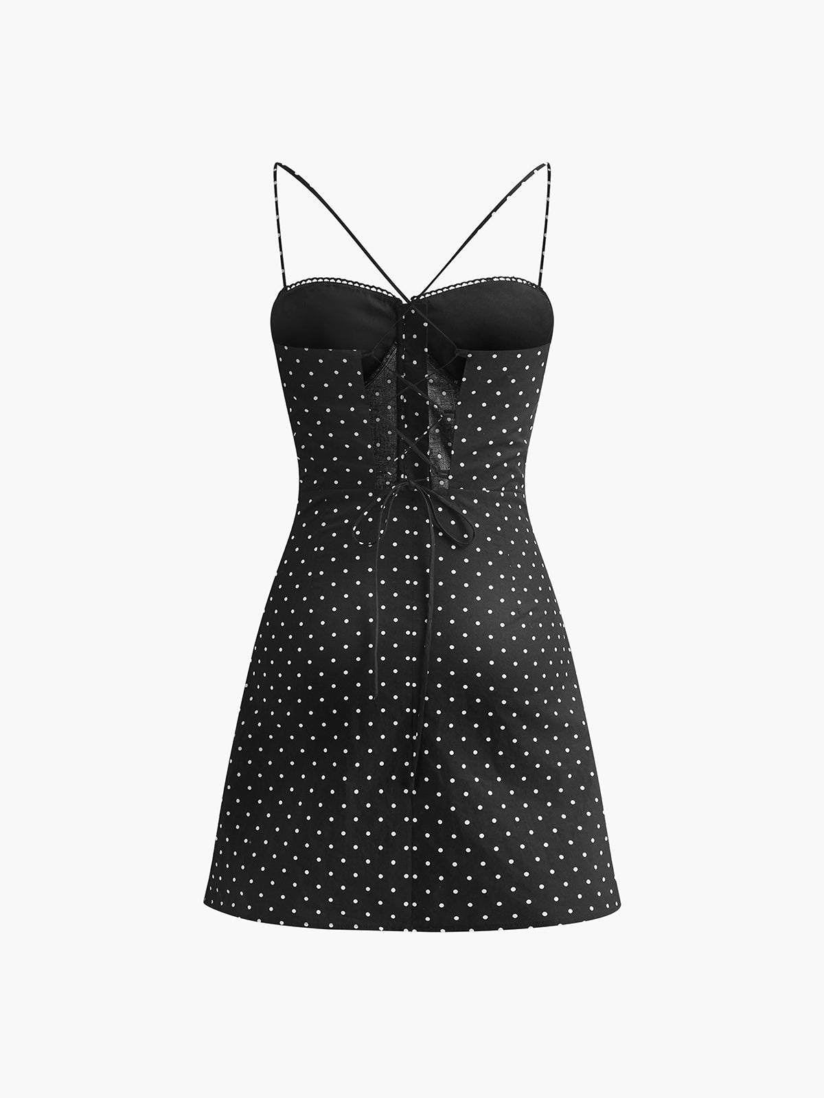 Polka Dot Düğümlü Sırtlı Kısa Elbise