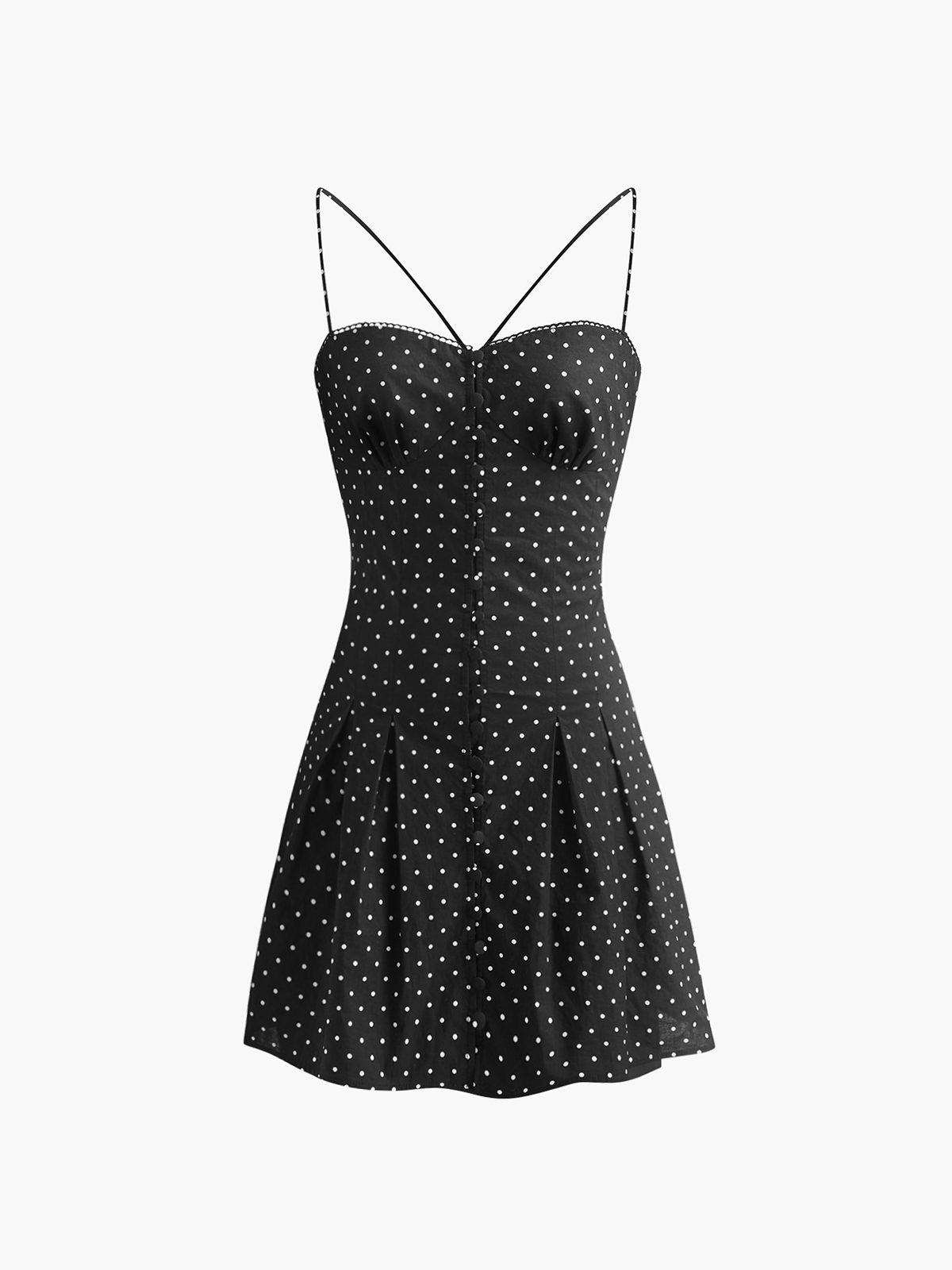 Polka Dot Düğümlü Sırtlı Kısa Elbise