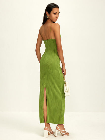 Ribbed Split Bodycon Atlet Elbise