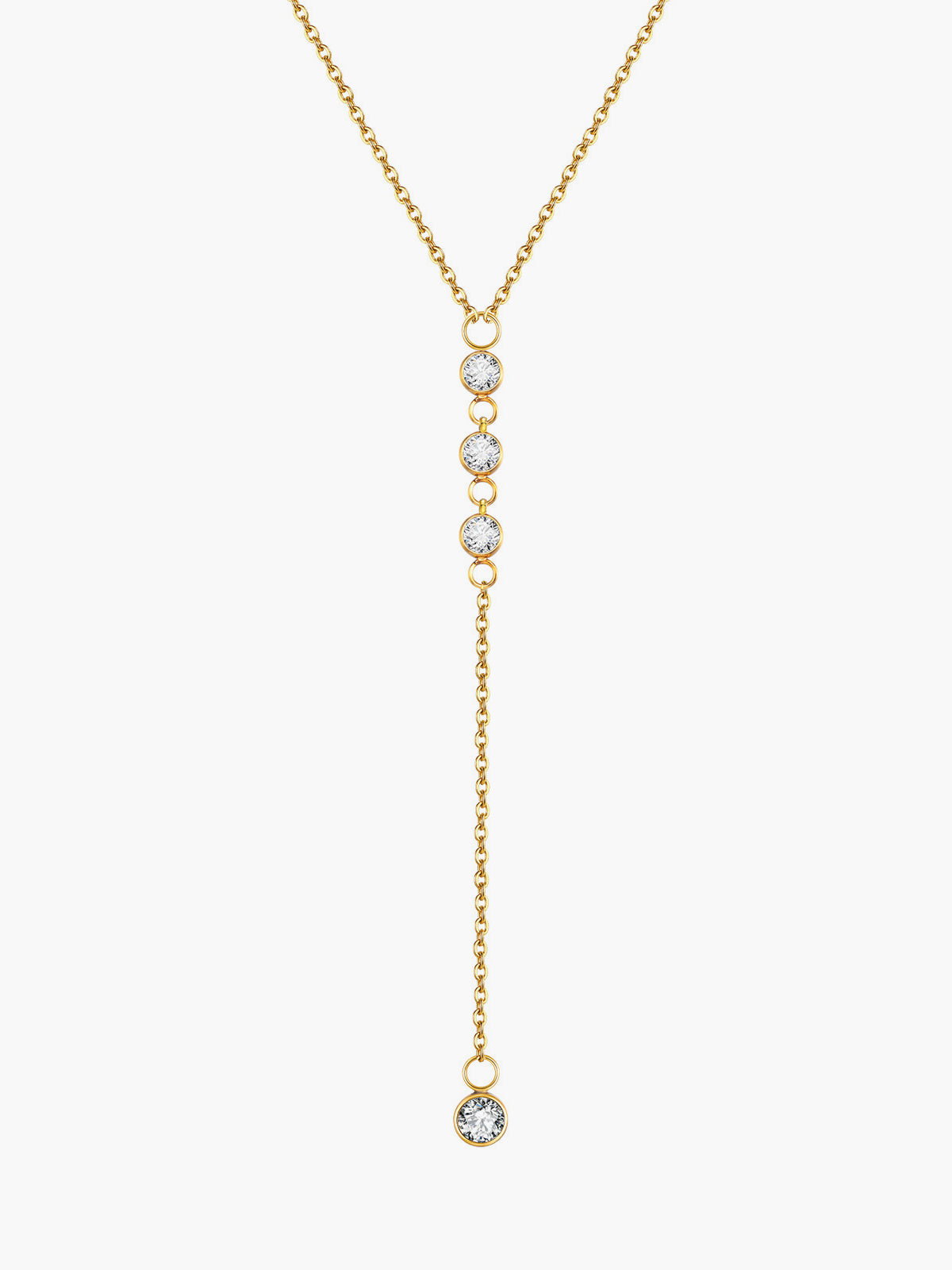 Yapay Elmas Lariat Damla Kolye