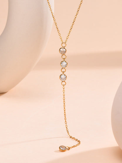 Yapay Elmas Lariat Damla Kolye