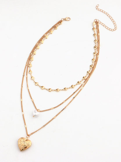 Üç Katmanlı Kalp Charm Kolye