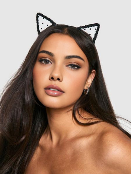 Cadılar Bayramı Melek Dantel Kedi Kulakları Kafa Bandı