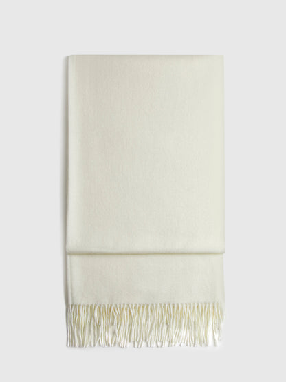 Yün Karışımlı Minimalist Püsküllü Atkı