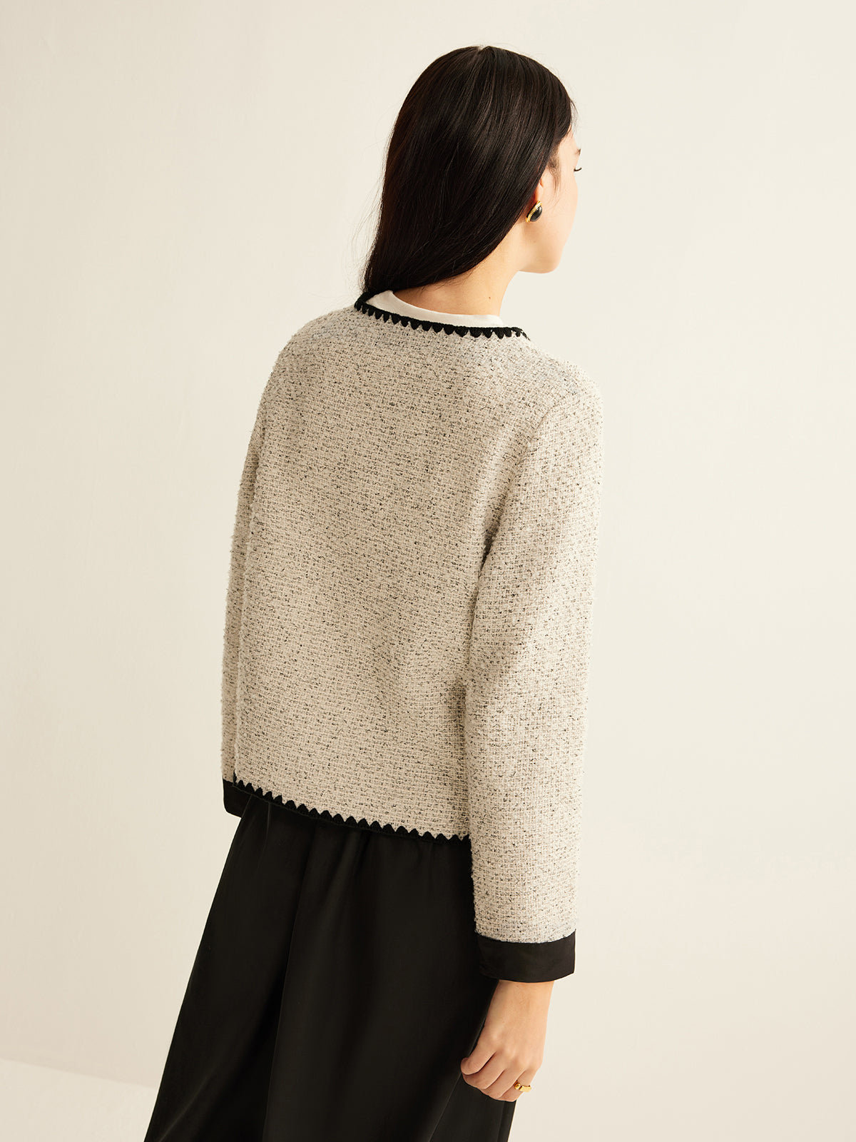 İşlemeli Tweed Kısa Ceket