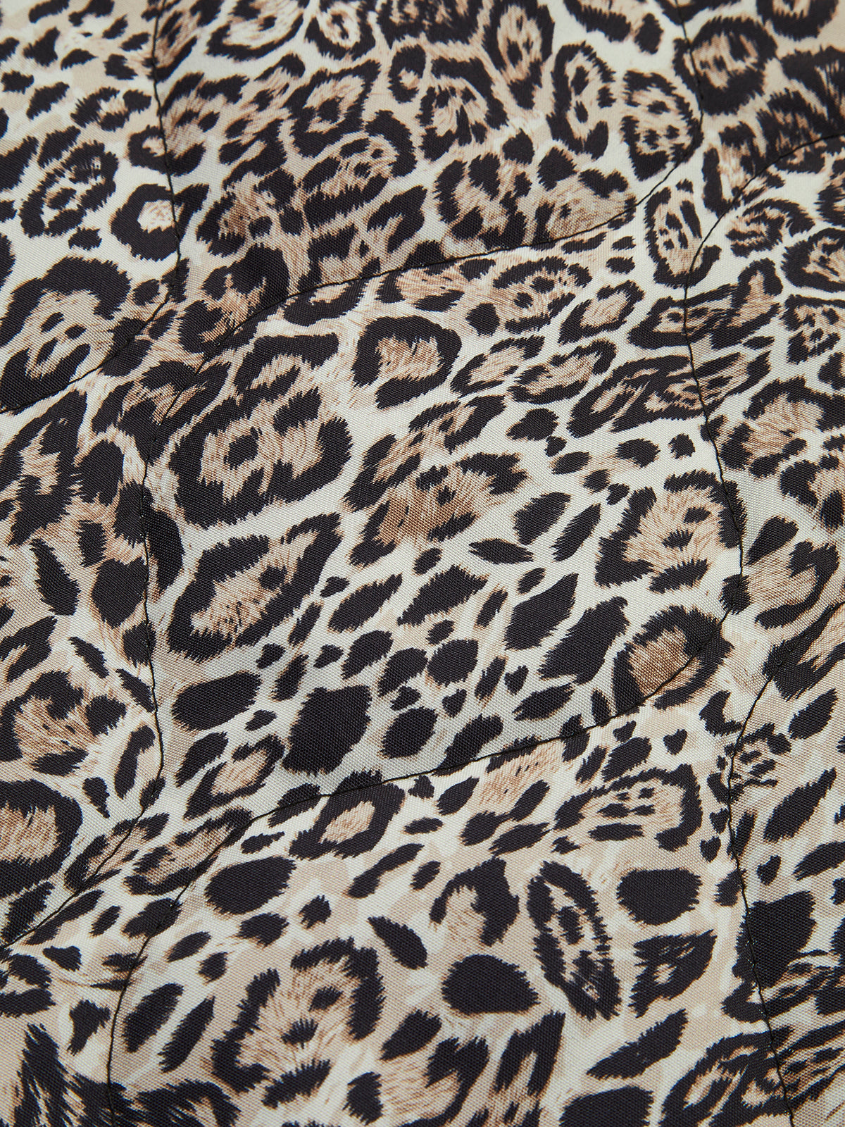 Kontrast Kenarlı Leopar Desenli Kışlık Mont