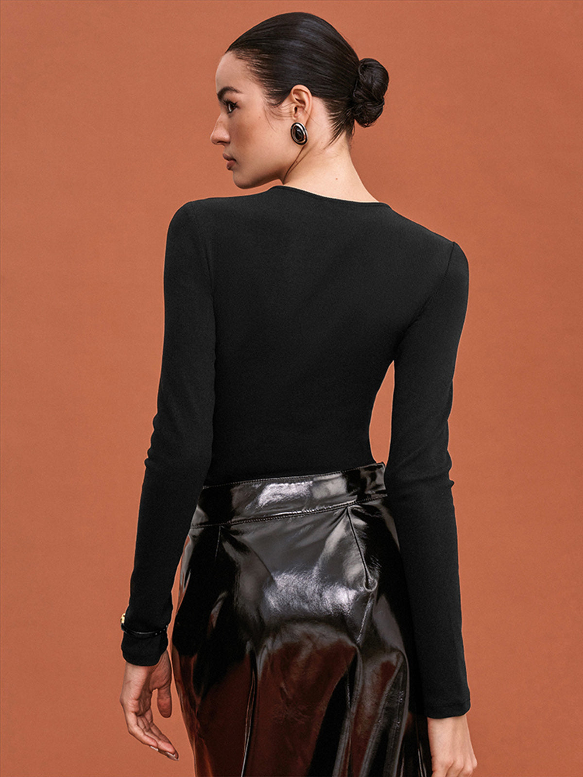 Kesikli Dar Bodysuit