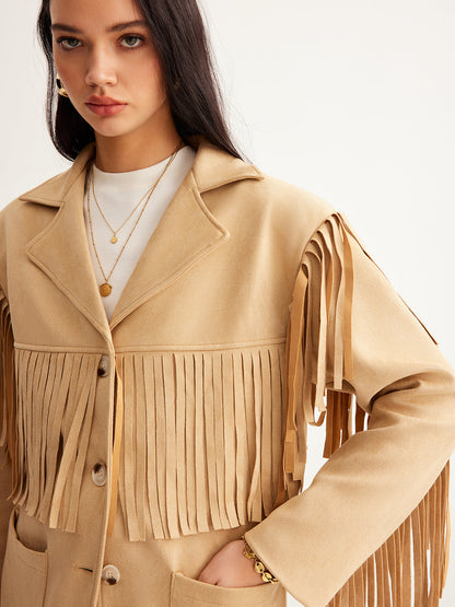 Bohem Püsküllü Süet Blazer