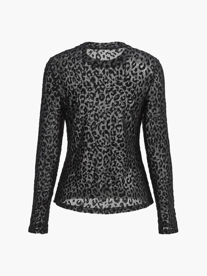 Leopar Baskılı Şeffaf Tişört