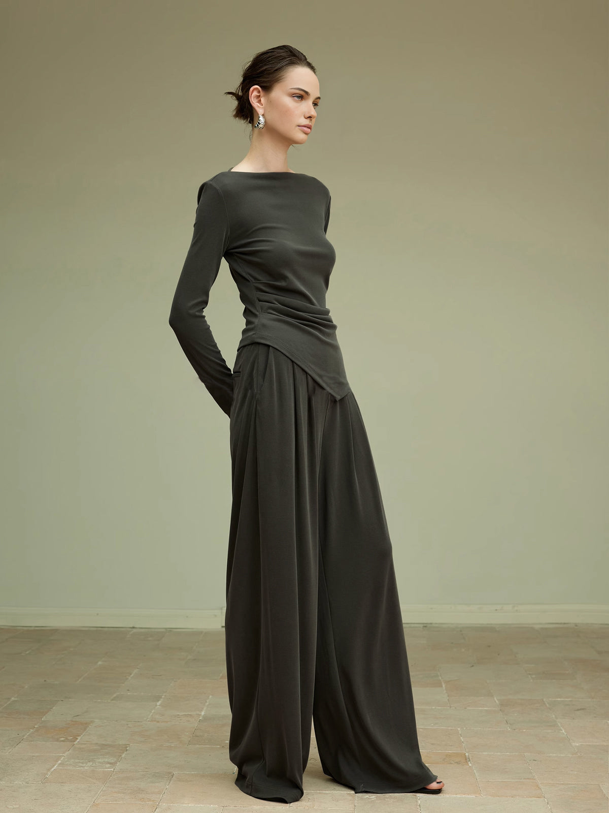 Pileli Drapeli Jersey Pantolon