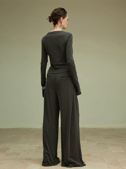 Pileli Drapeli Jersey Pantolon