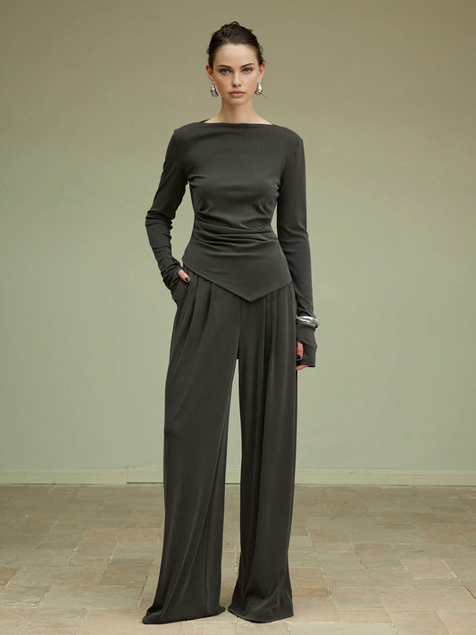 Pileli Drapeli Jersey Pantolon