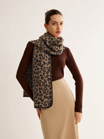 Leopar Desenli Minky Eşarp