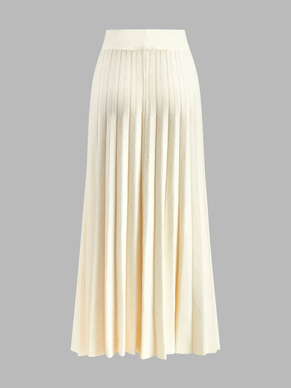 Minimalist Pileli Örme Etek
