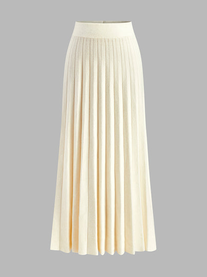Minimalist Pileli Örme Etek