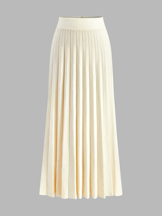 Minimalist Pileli Örme Etek
