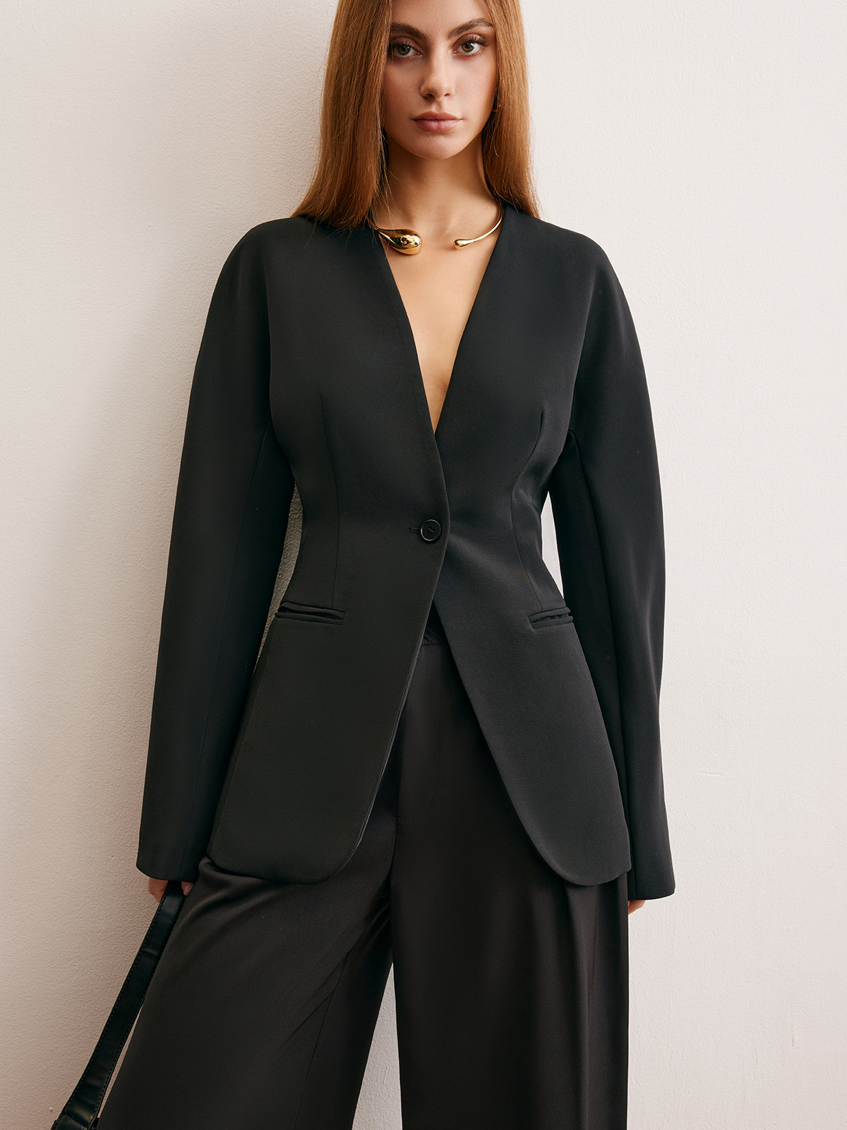 Yardımcı Bölünmüş Düğmeli Büzgülü Blazer
