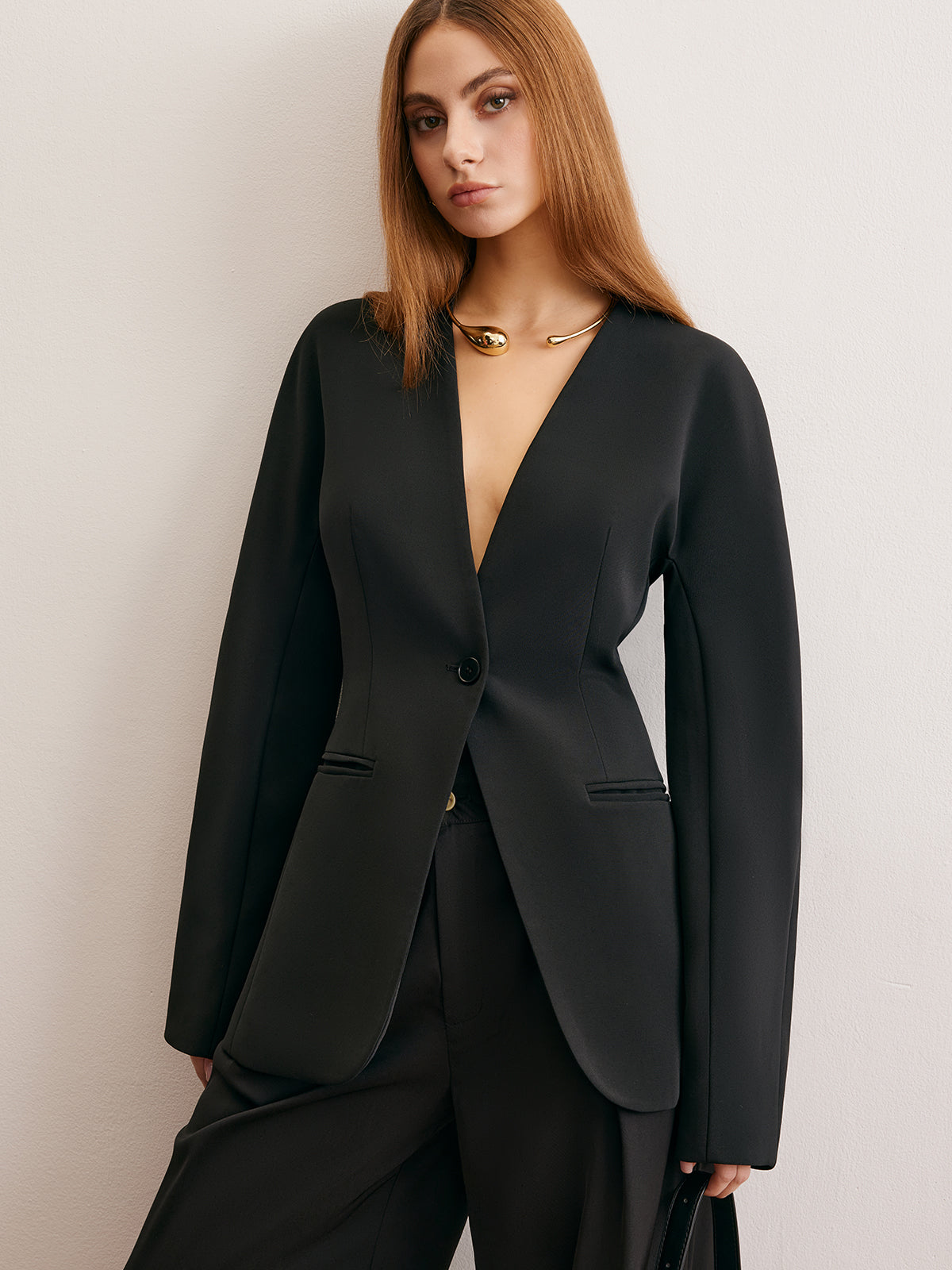 Yardımcı Bölünmüş Düğmeli Büzgülü Blazer