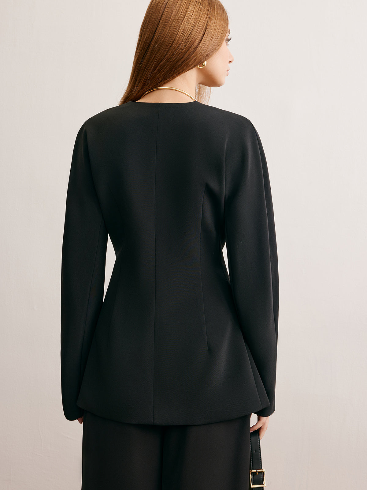 Yardımcı Bölünmüş Düğmeli Büzgülü Blazer