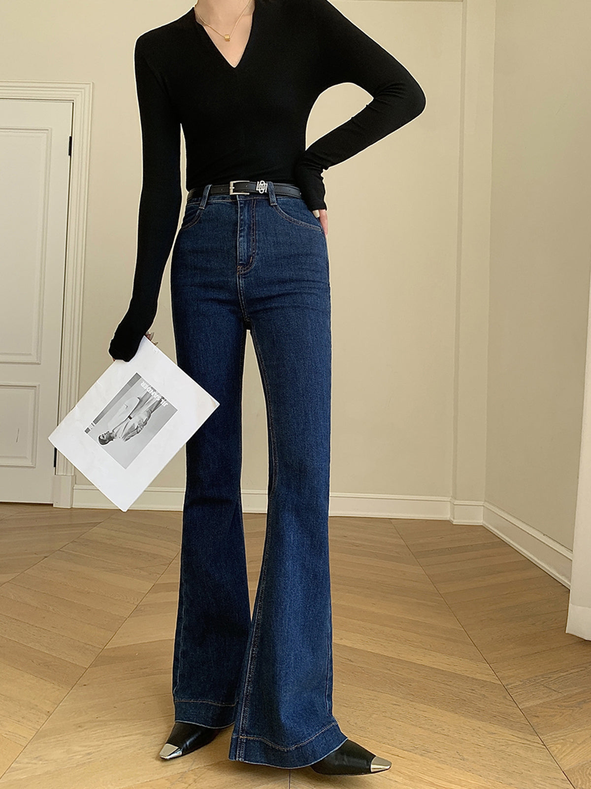 Kemersiz Kot Slim Bootcut Pantolon