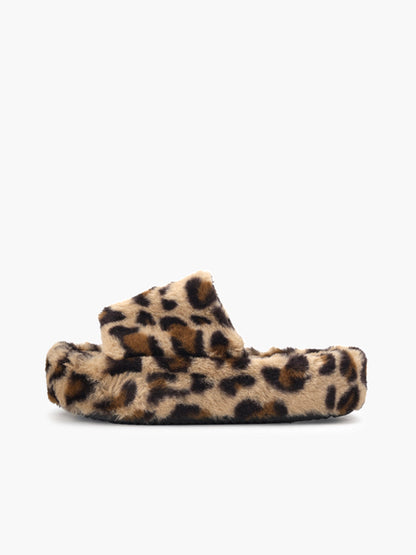 Leopar Tüylü Platform Terlik
