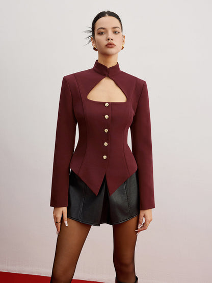 Omuz Pedli Kesik İnce Blazer
