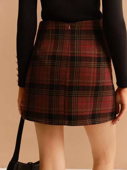 Tweed Kareli Mini Etek