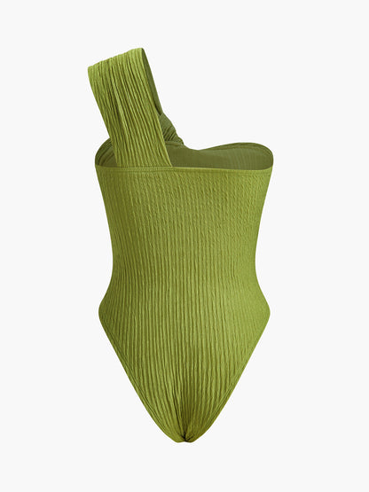 Önü Bükülmüş Tek Omuzlu Bodysuit