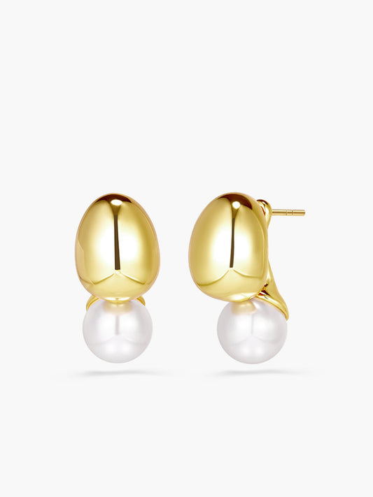Çıkarılabilir İnci Altın Fasulye Küpe