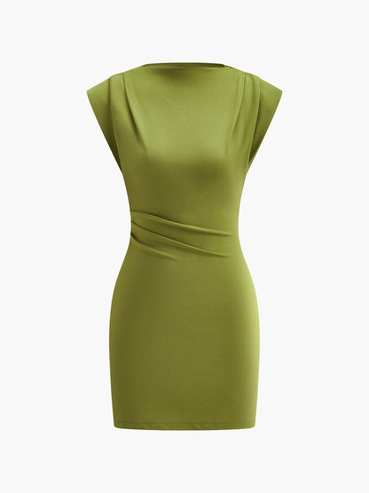 Drape Detaylı Kolsuz Elbise