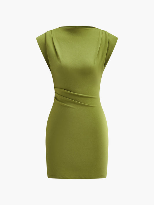 Drape Detaylı Kolsuz Elbise