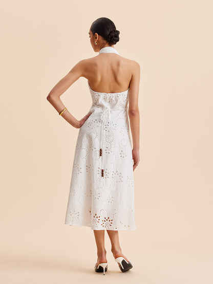 Halter Yakalı, Kuşaklı, Midi Elbise