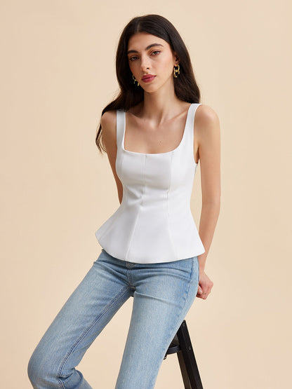 Kare Yaka Peplum Atlet