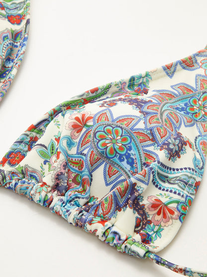 Paisley Desenli Arkası Bağlamalı Bikini Takımı
