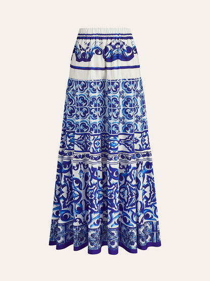 Boho Desenli Saten Etek