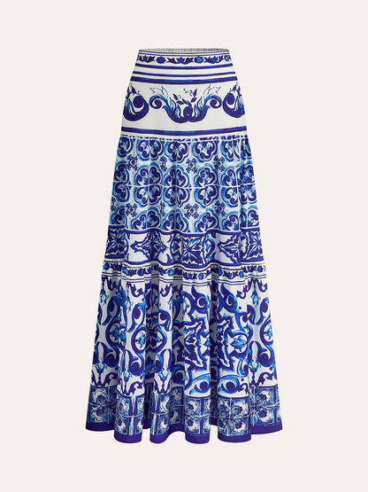 Boho Desenli Saten Etek