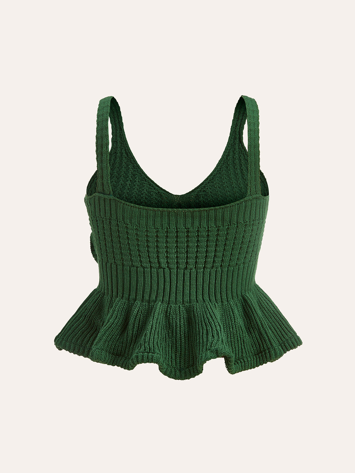 3D Tığ İşi Çiçekli Peplum Kazak Yelek