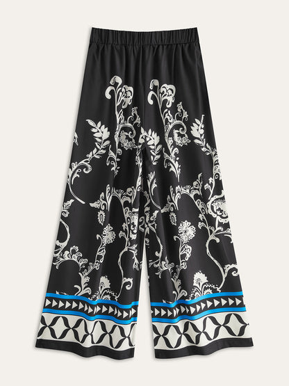 Büyük Boy Baskılı Yaka Pantolon Takımı