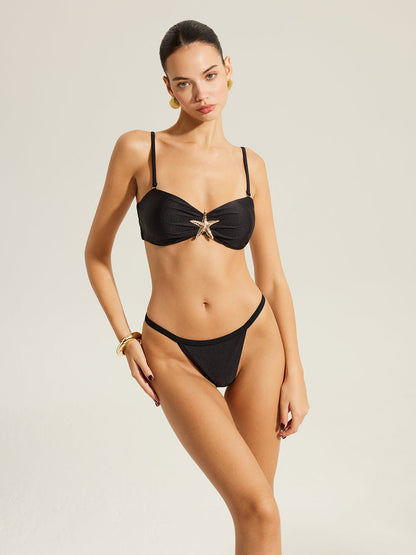Altın Denizyıldızı Bikini Takımı ve Etek Örtüsü