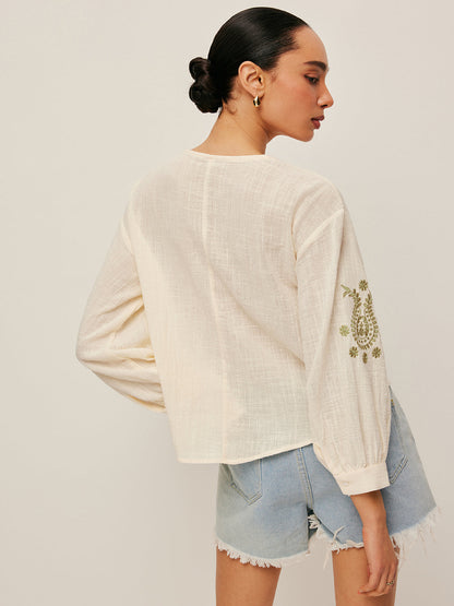 Boho İşlemeli Bluz