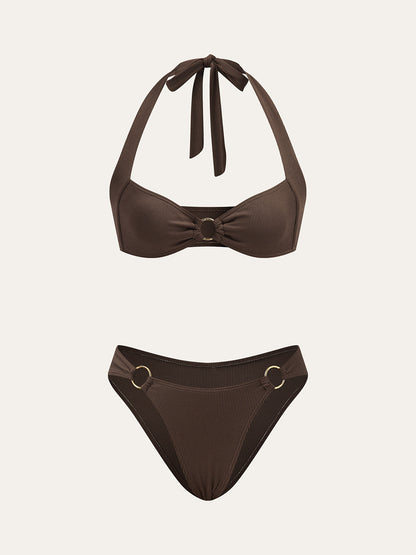 Halka Detaylı Halter Bikini Takımı