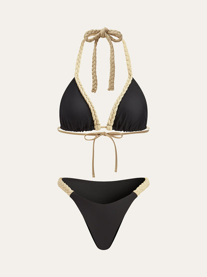 Örgülü Askılı Bikini Takımı